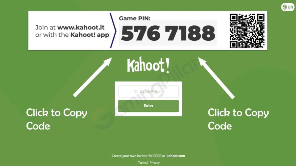 kahoot enter game pins